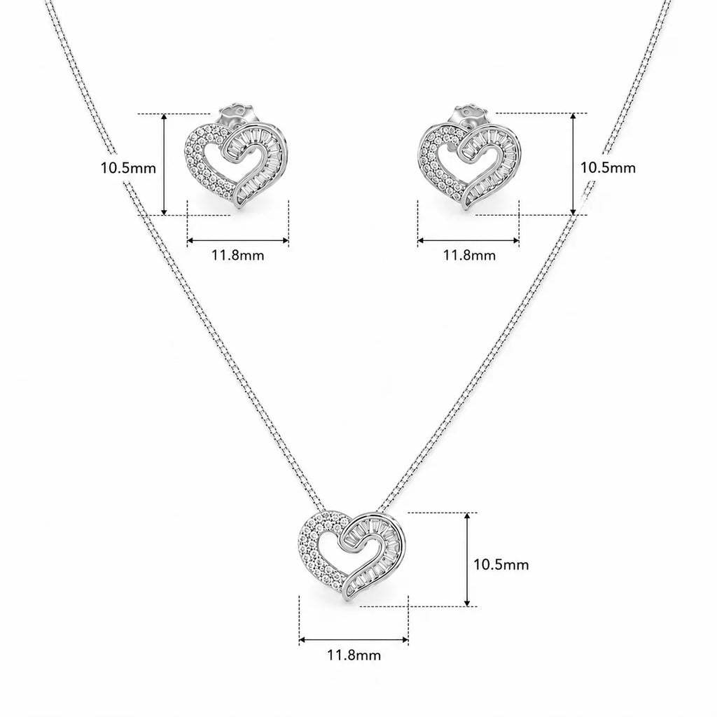Interlocking Heart Necklace & Stud Set
