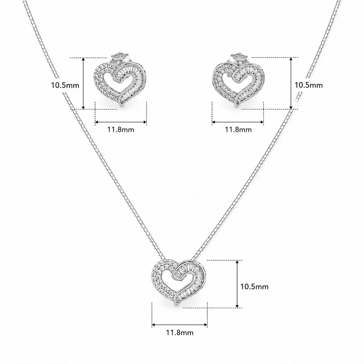 Interlocking Heart Necklace & Stud Set