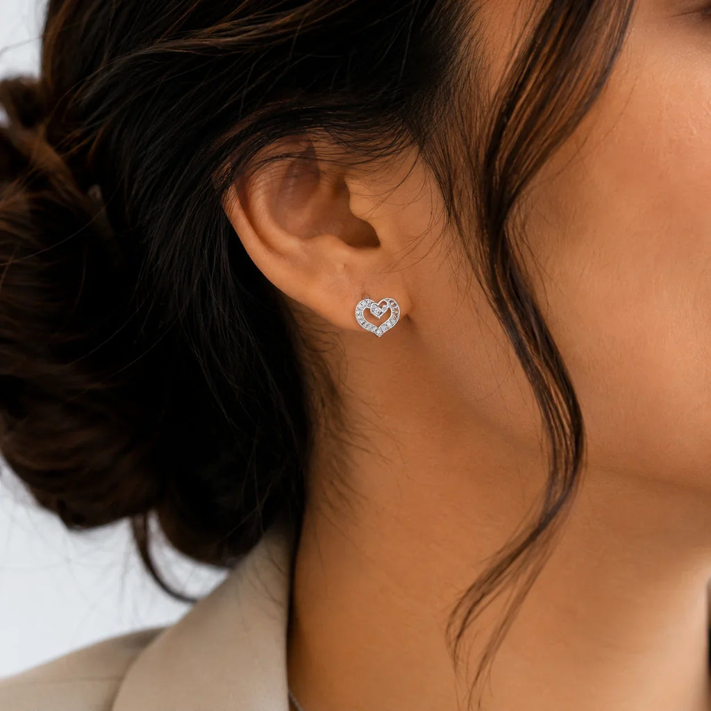 Interlocking Heart Necklace & Stud Set