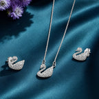 Swan Pendant Necklace & Stud Set