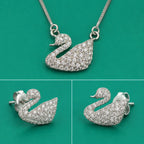 Swan Pendant Necklace & Stud Set