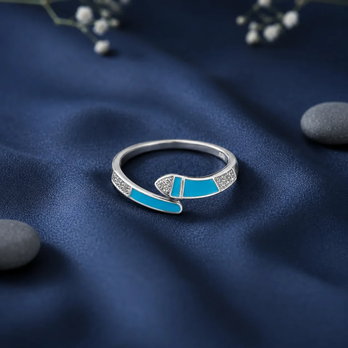 Turquoise Enamel Open Ring