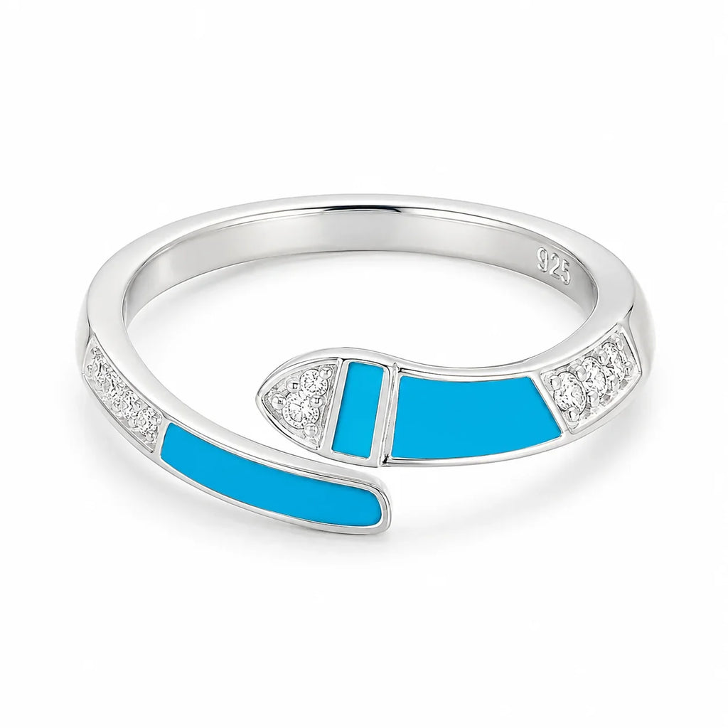 Turquoise Enamel Open Ring