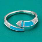 Turquoise Enamel Open Ring