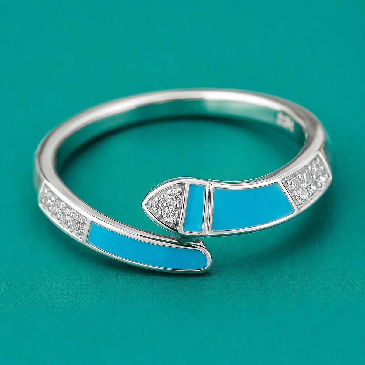 Turquoise Enamel Open Ring