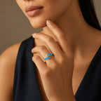 Turquoise Enamel Open Ring