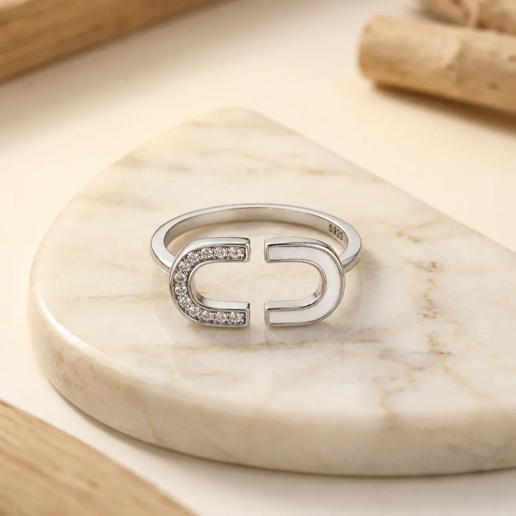 Slim Crystal Accent Adjustable Ring