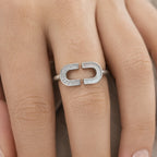 Slim Crystal Accent Adjustable Ring