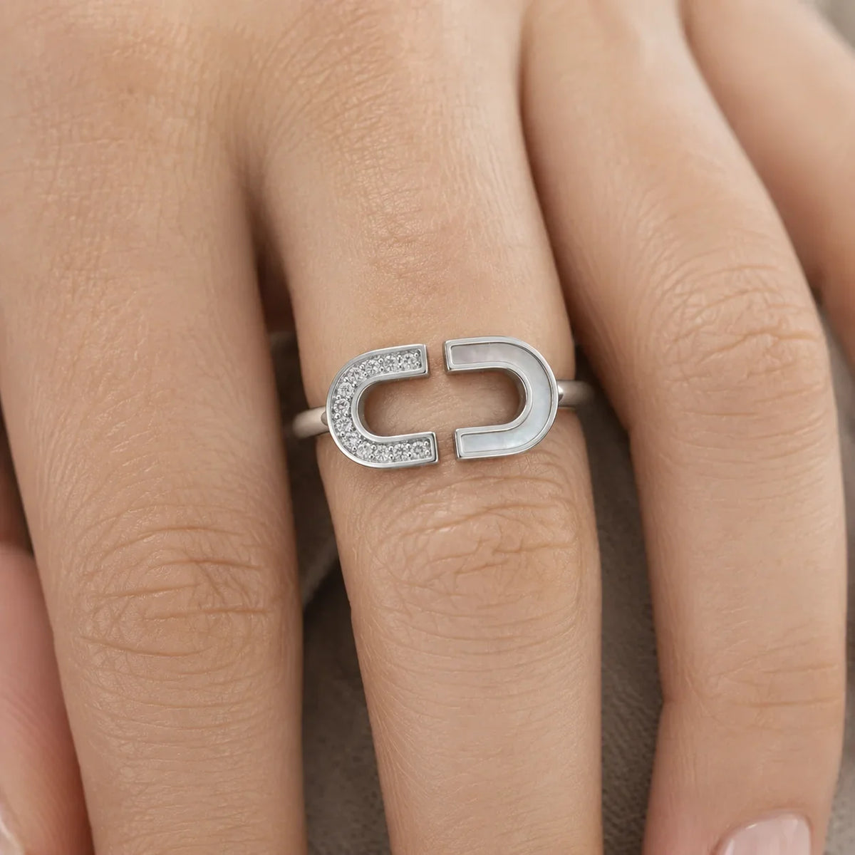 Slim Crystal Accent Adjustable Ring