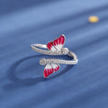 Red Enamel Butterfly Ring