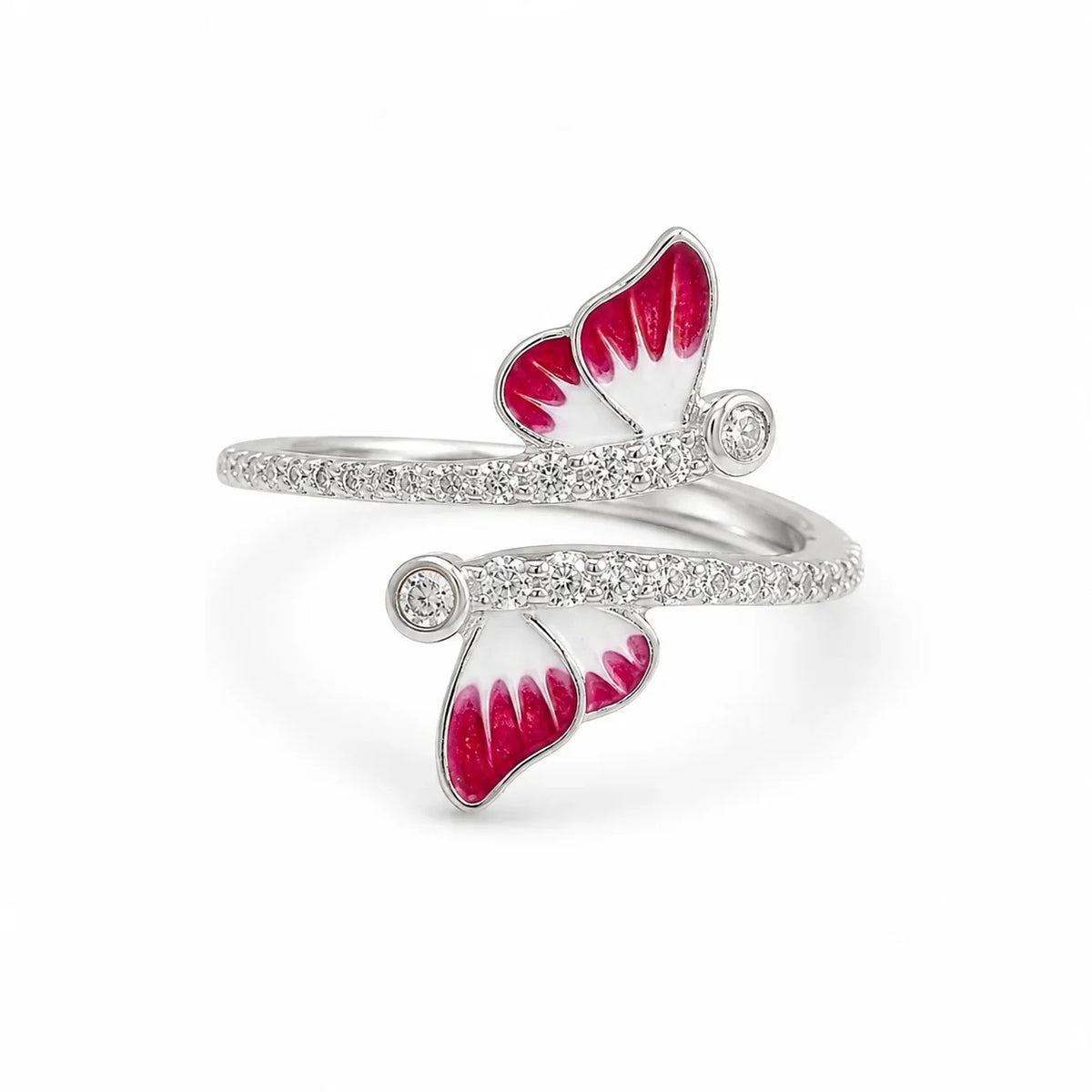 Red Enamel Butterfly Ring