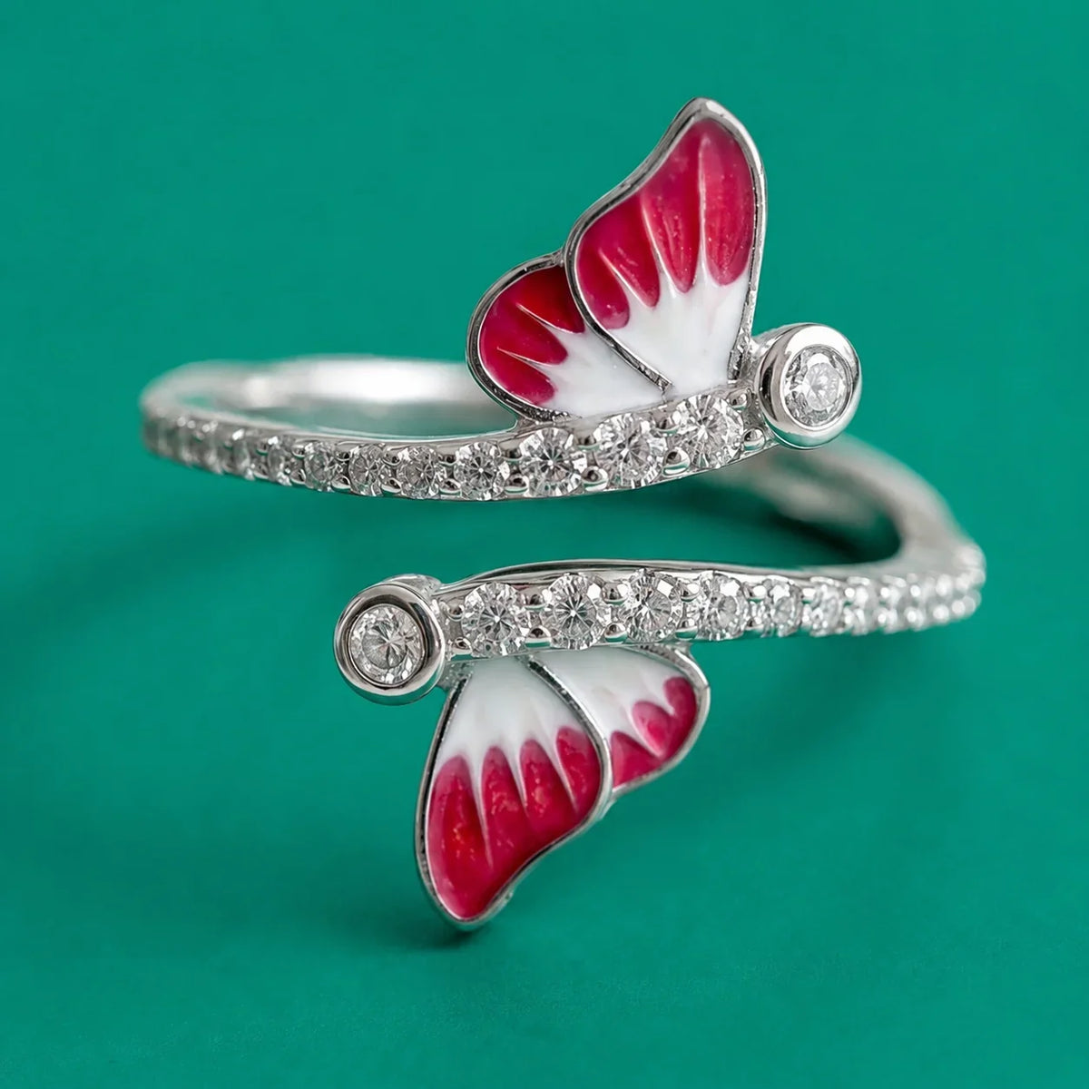 Red Enamel Butterfly Ring