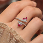 Red Enamel Butterfly Ring