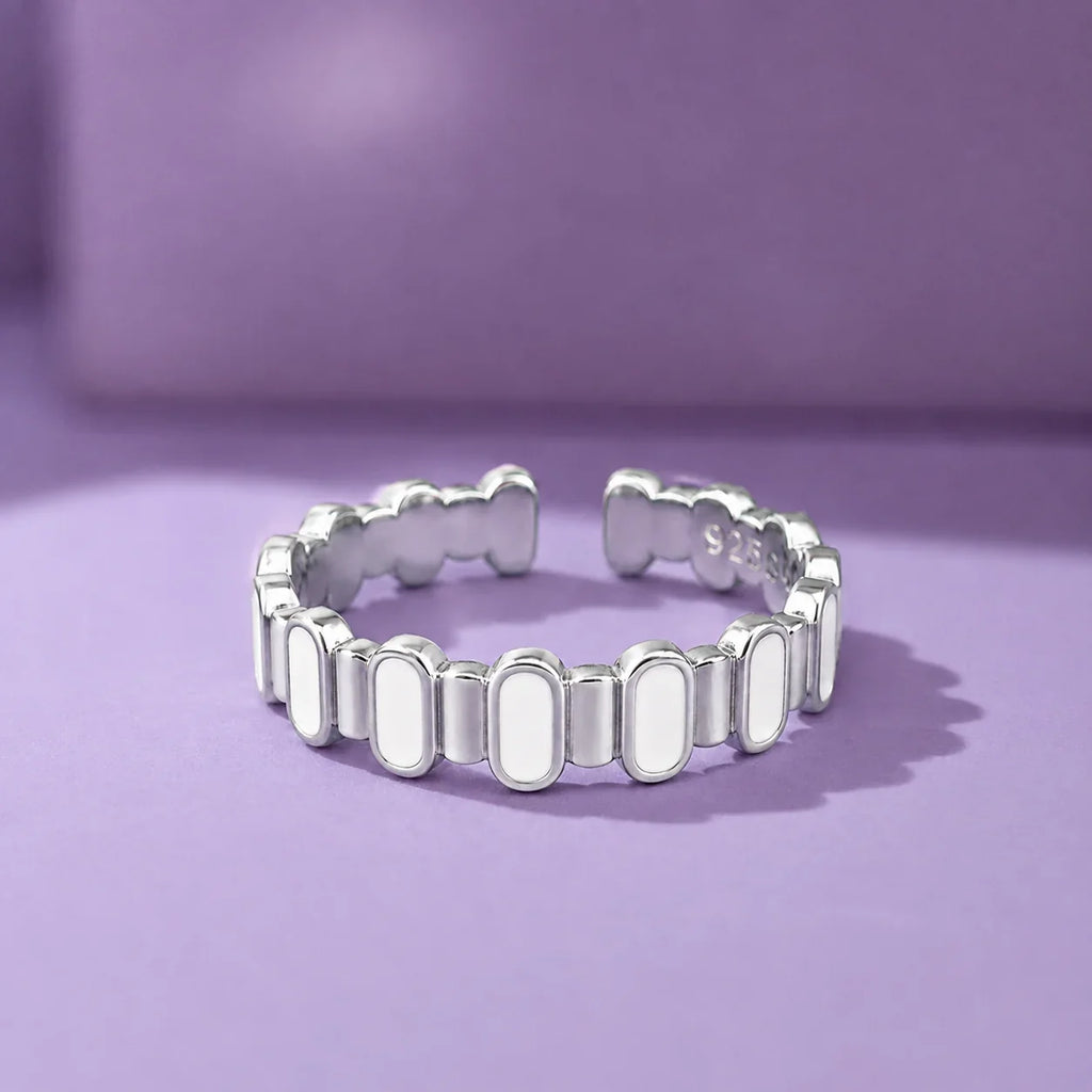 White Enamel Open Ring