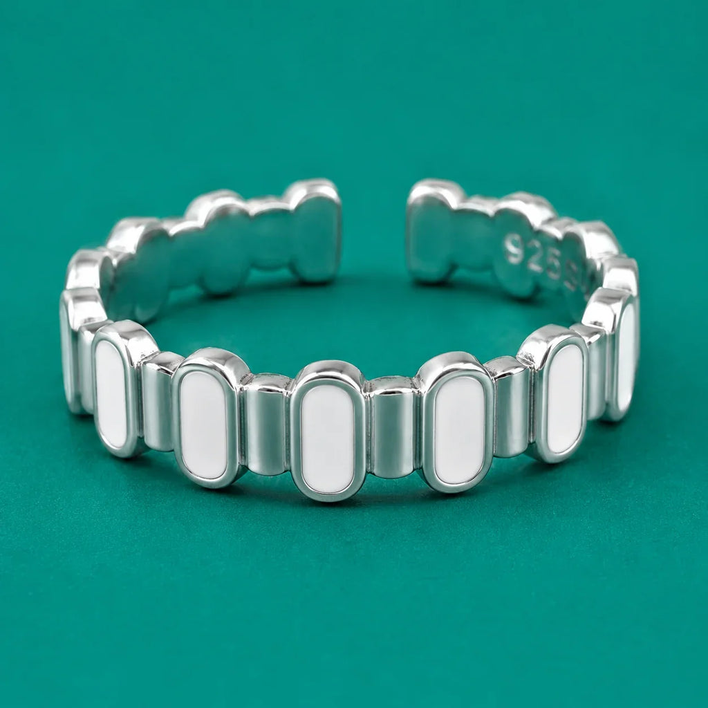 White Enamel Open Ring