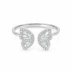 Double Leaf Crystal Adjustable Ring