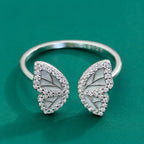 Double Leaf Crystal Adjustable Ring
