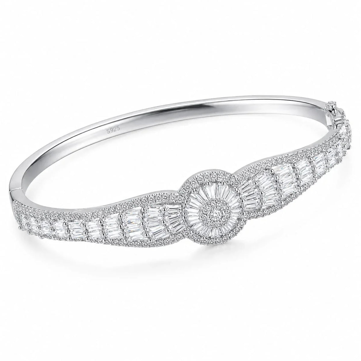Floral Baguette Bangle Bracelet
