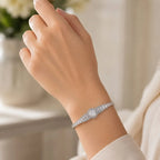 Floral Baguette Bangle Bracelet