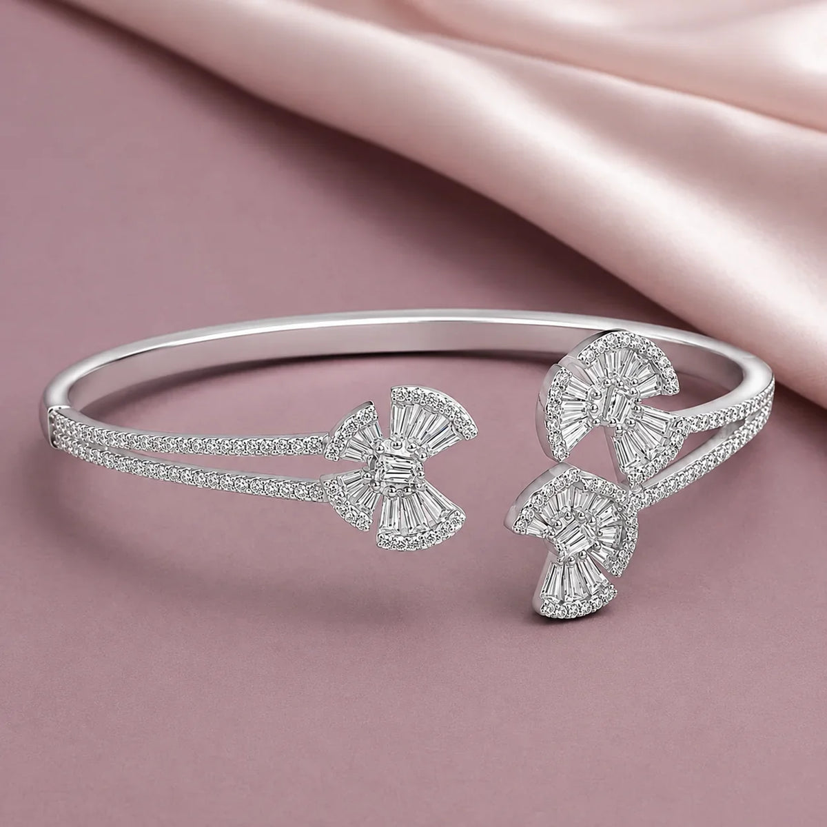 Crystal Studded Floral Bangle