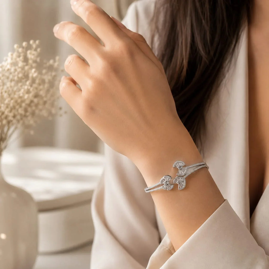 Crystal Studded Floral Bangle
