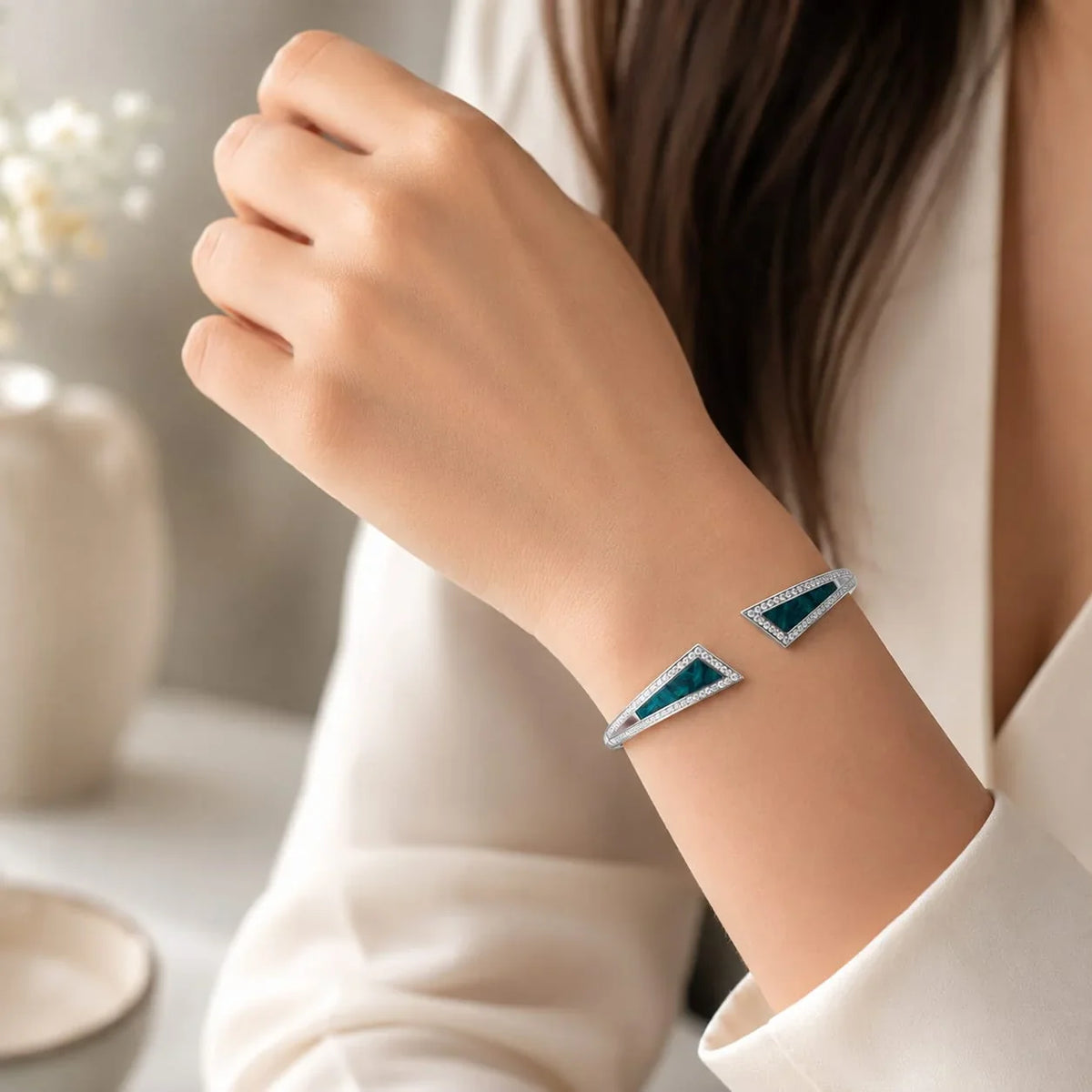 Blue Opal Open Cuff Bangle