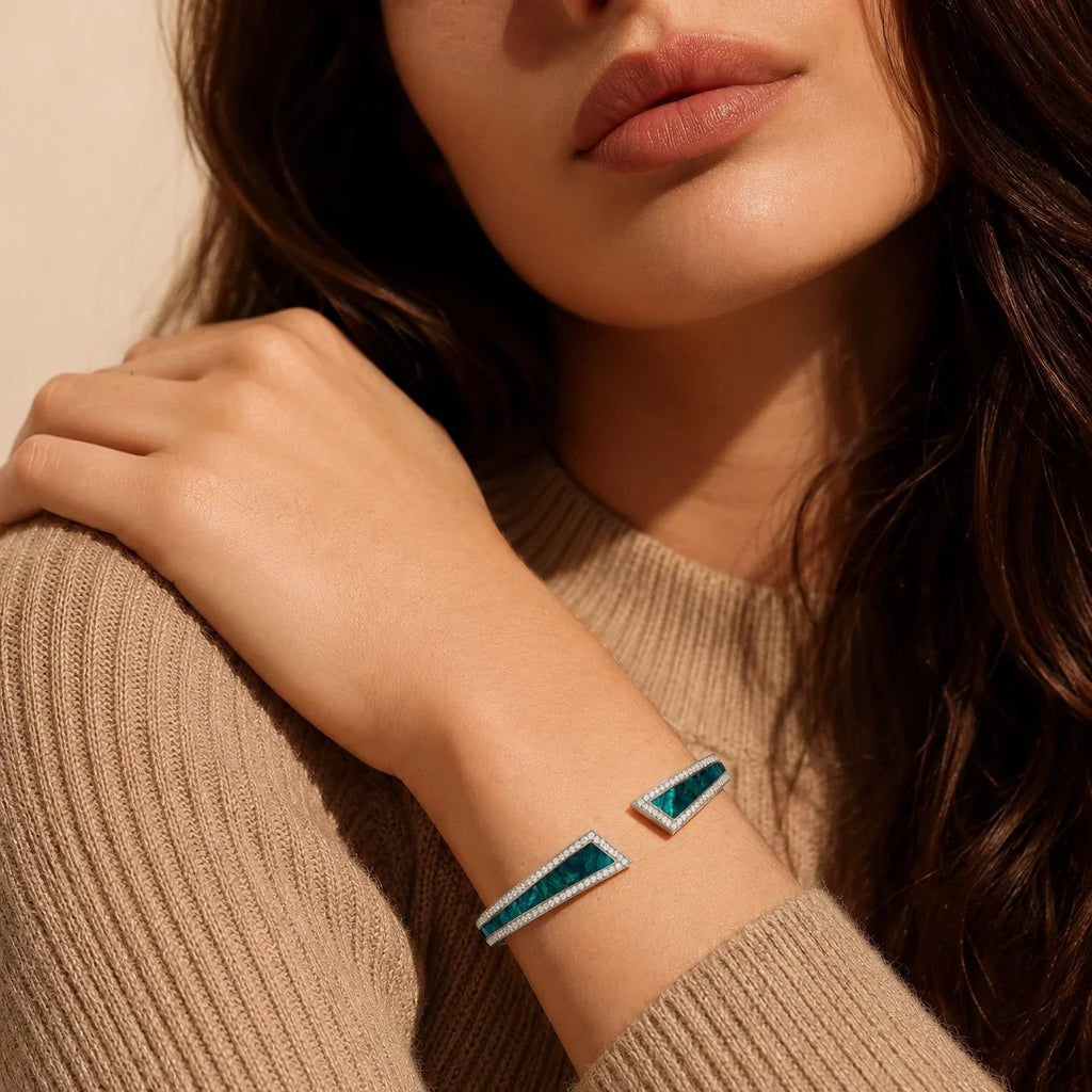 Blue Opal Open Cuff Bangle