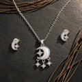 Crescent Moon & Star Necklace & Stud Set