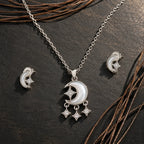 Crescent Moon & Star Necklace & Stud Set
