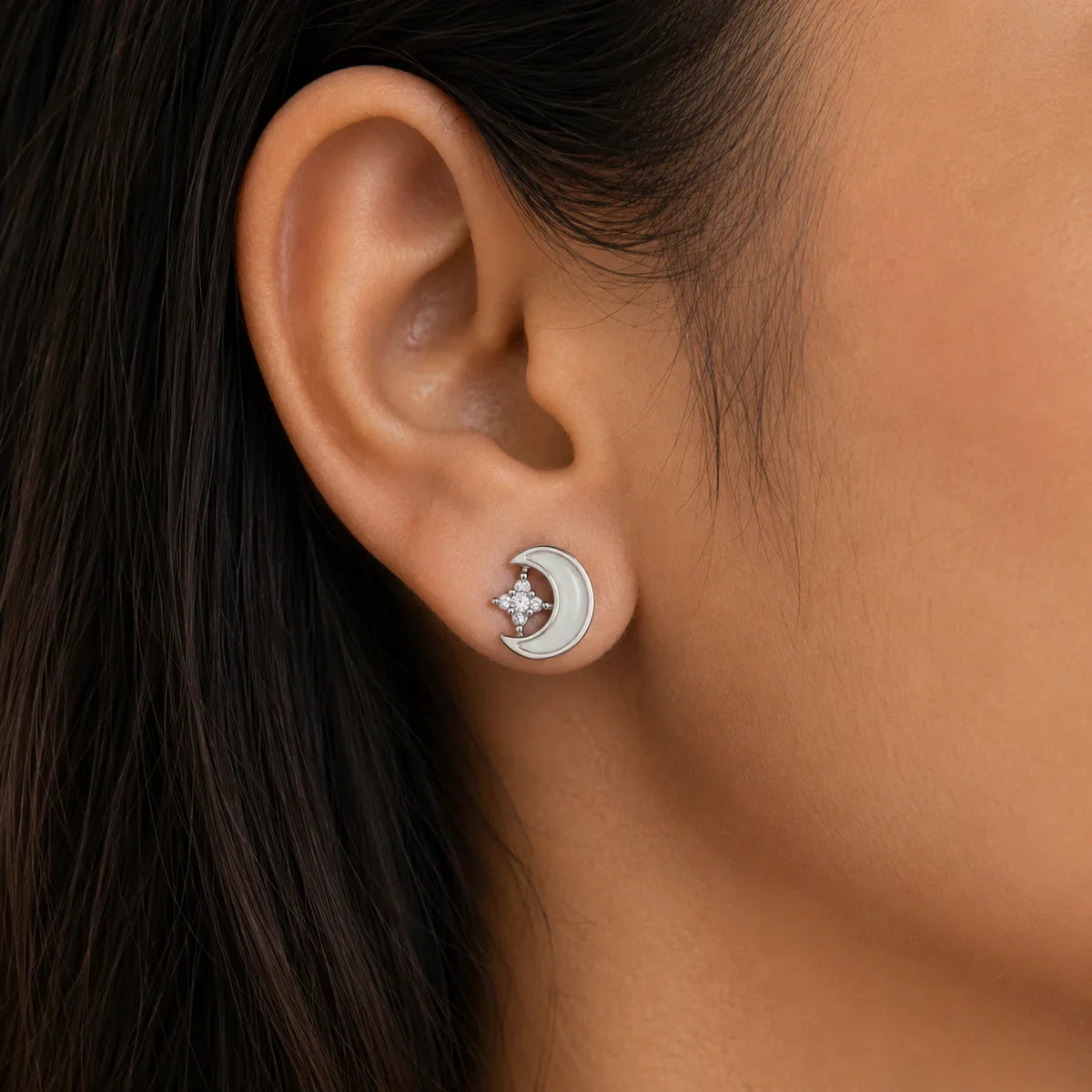 Crescent Moon & Star Necklace & Stud Set