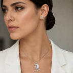 Crescent Moon & Star Necklace & Stud Set