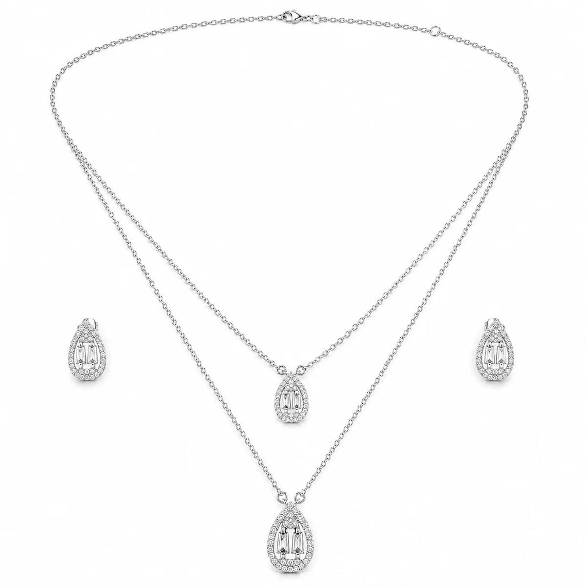 Teardrop Crystal Necklace & Earrings Set