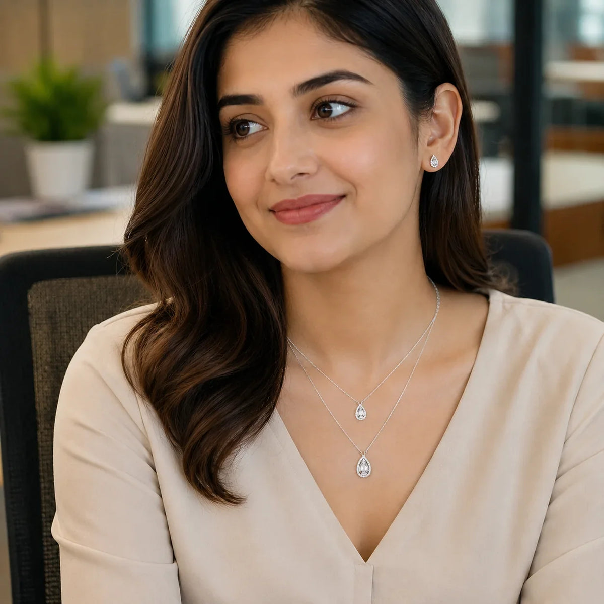 Teardrop Crystal Necklace & Earrings Set