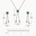 Emerald Green Halo Necklace & Earrings Set