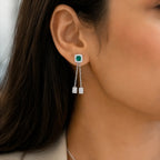 Emerald Green Halo Necklace & Earrings Set
