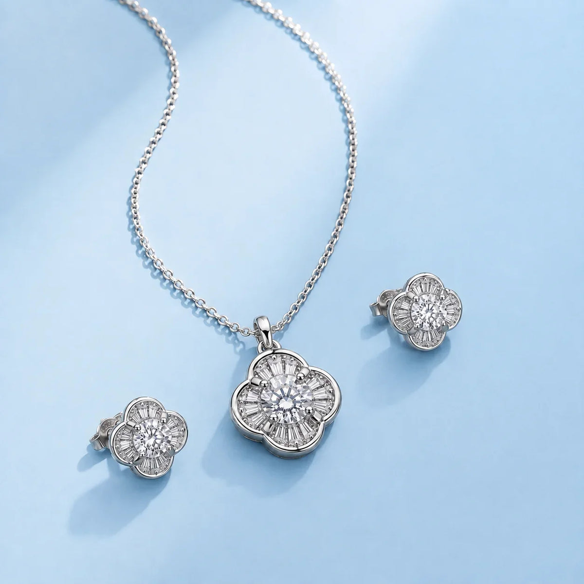 Floral Crystal Necklace & Earrings Set