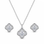 Floral Crystal Necklace & Earrings Set