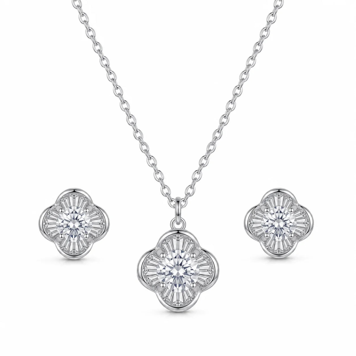 Floral Crystal Necklace & Earrings Set