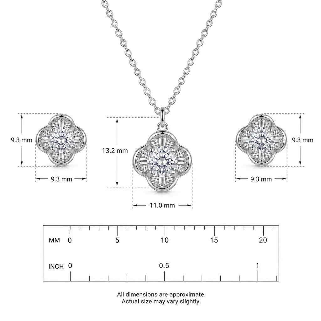 Floral Crystal Necklace & Earrings Set