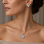Floral Crystal Necklace & Earrings Set