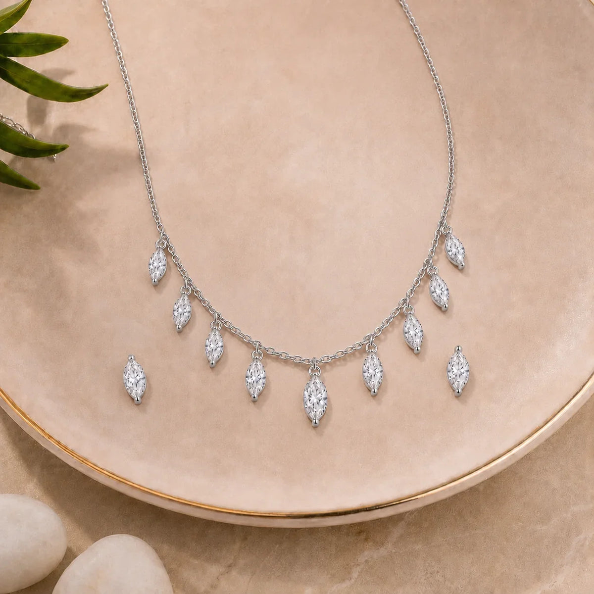 Marquise Crystal Drop Necklace & Earrings Set