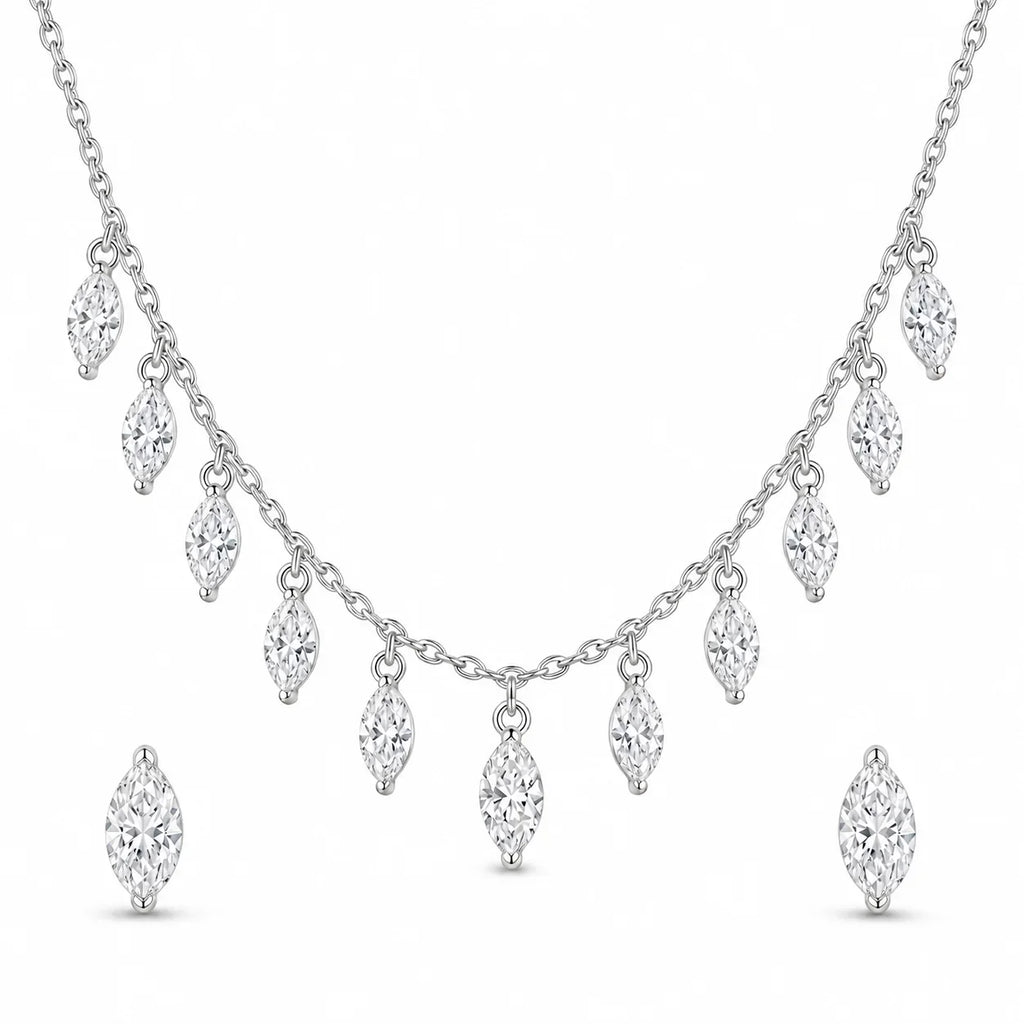 Marquise Crystal Drop Necklace & Earrings Set