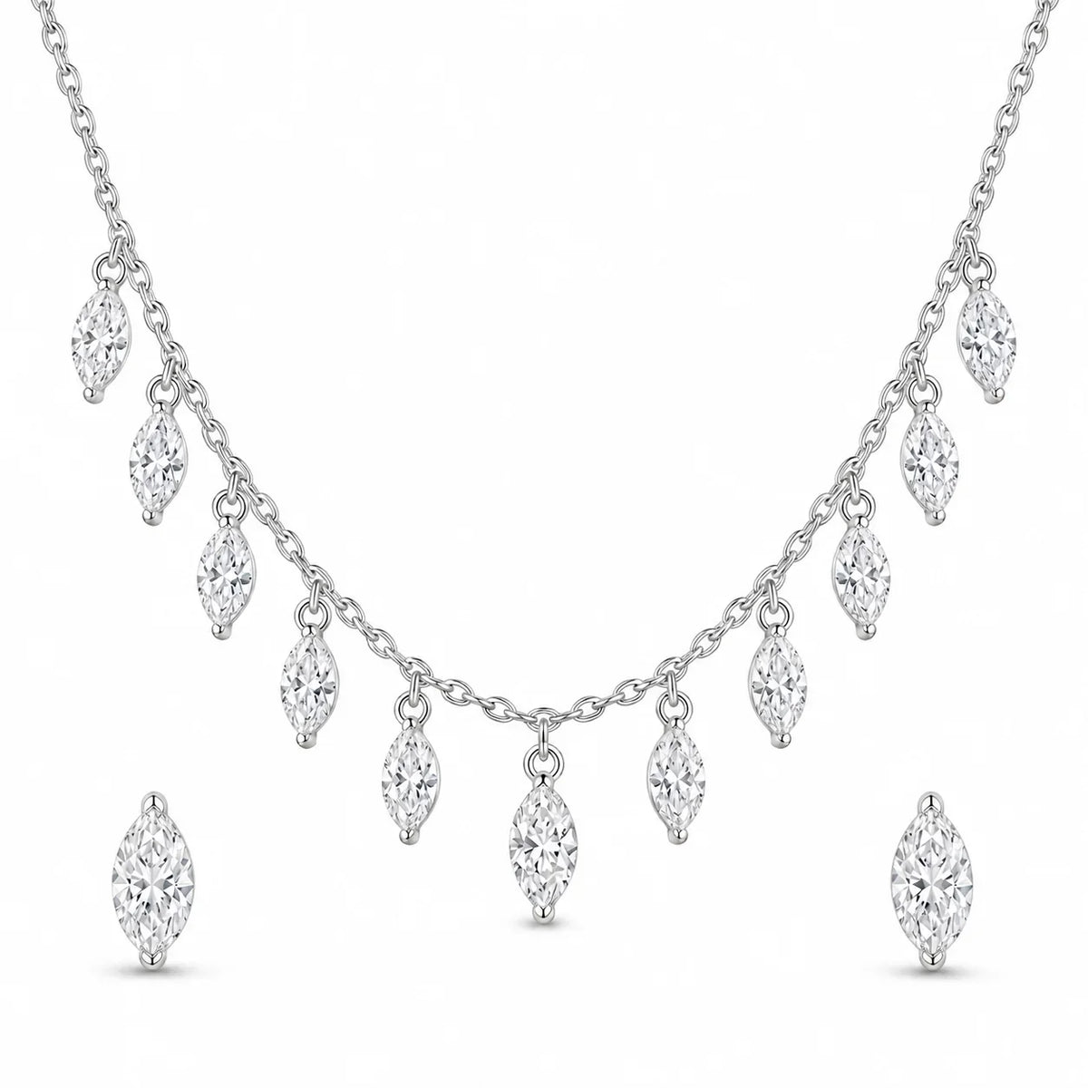 Marquise Crystal Drop Necklace & Earrings Set