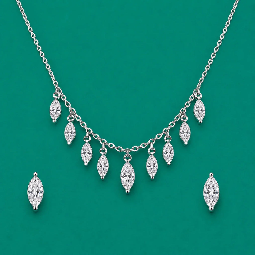 Marquise Crystal Drop Necklace & Earrings Set