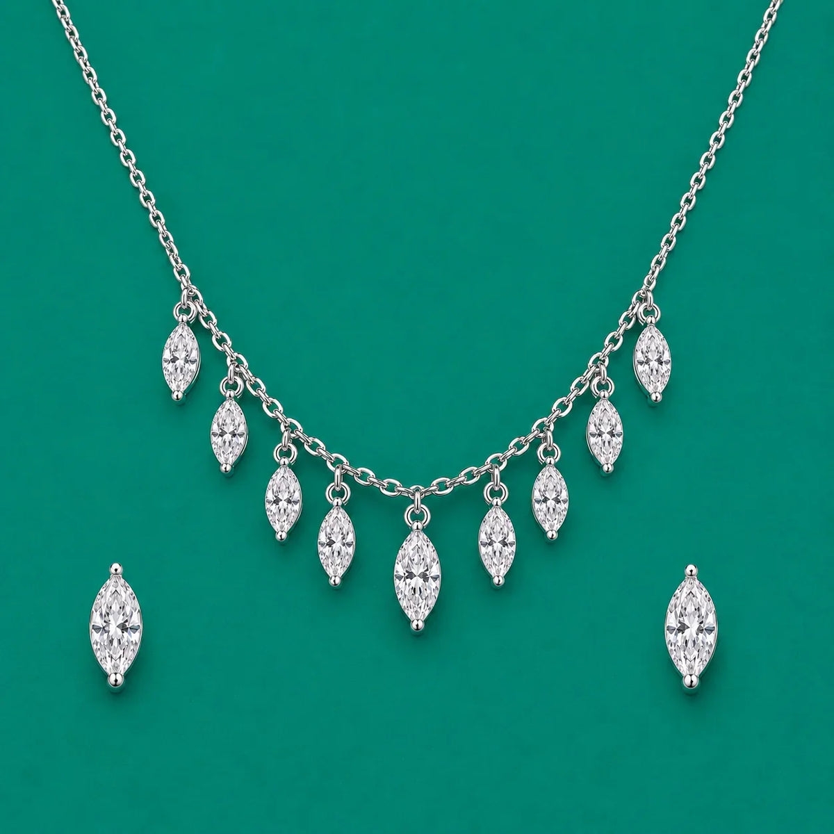 Marquise Crystal Drop Necklace & Earrings Set