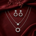 Cubic Zirconia Circle Necklace & Earrings Set
