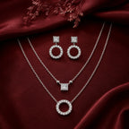 Cubic Zirconia Circle Necklace & Earrings Set
