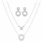 Cubic Zirconia Circle Necklace & Earrings Set
