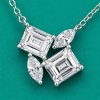 Emerald Cut Crystal Cluster Pendant Necklace