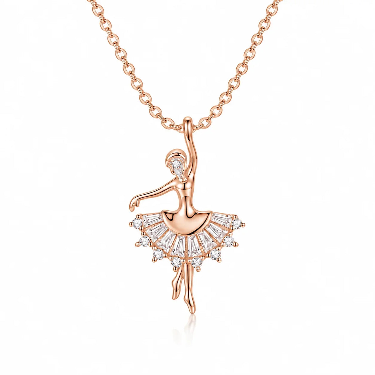 Rose Gold Ballerina Pendant Necklace